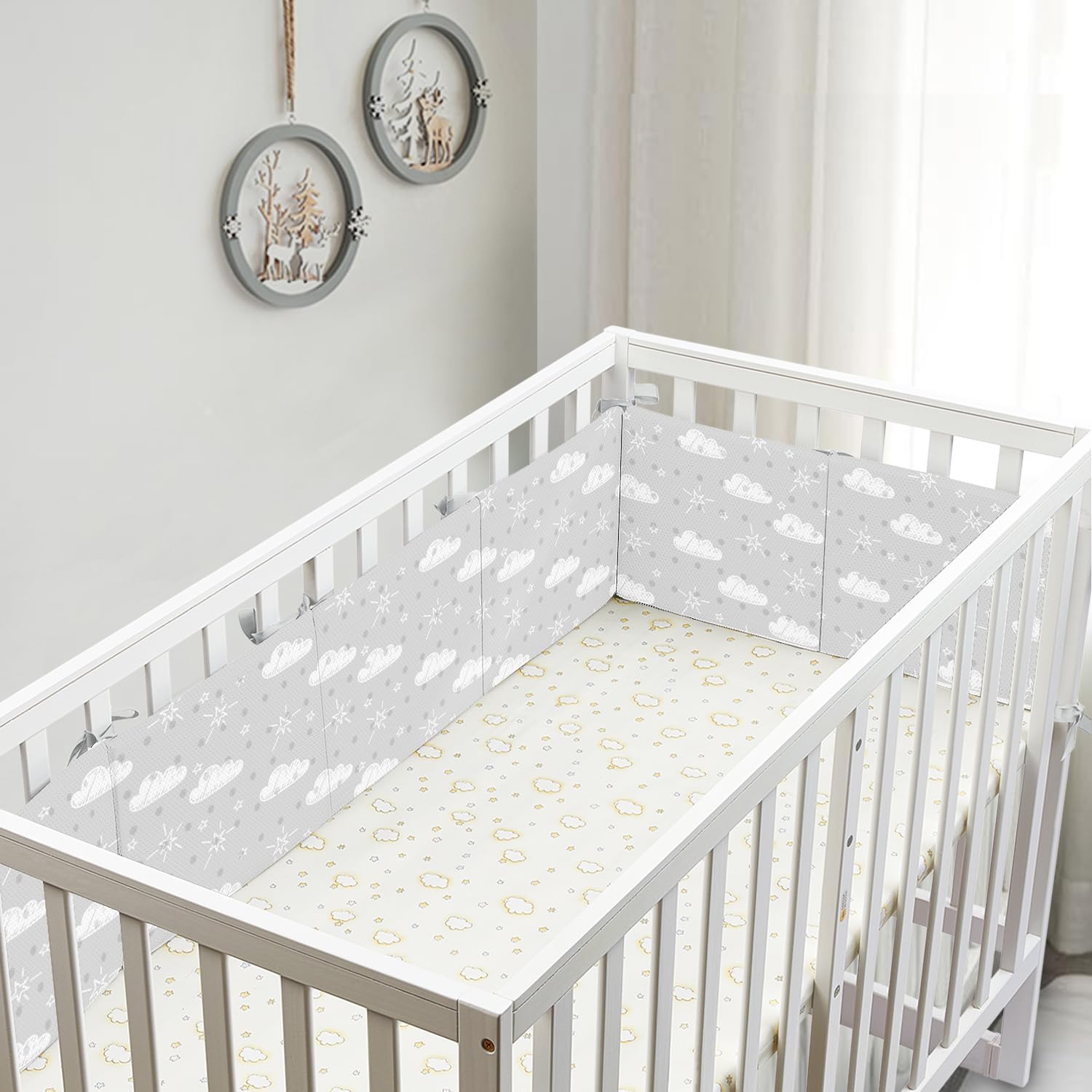 6 in 1 Breathable Mesh Liner Cushioned Pads for Cribs
