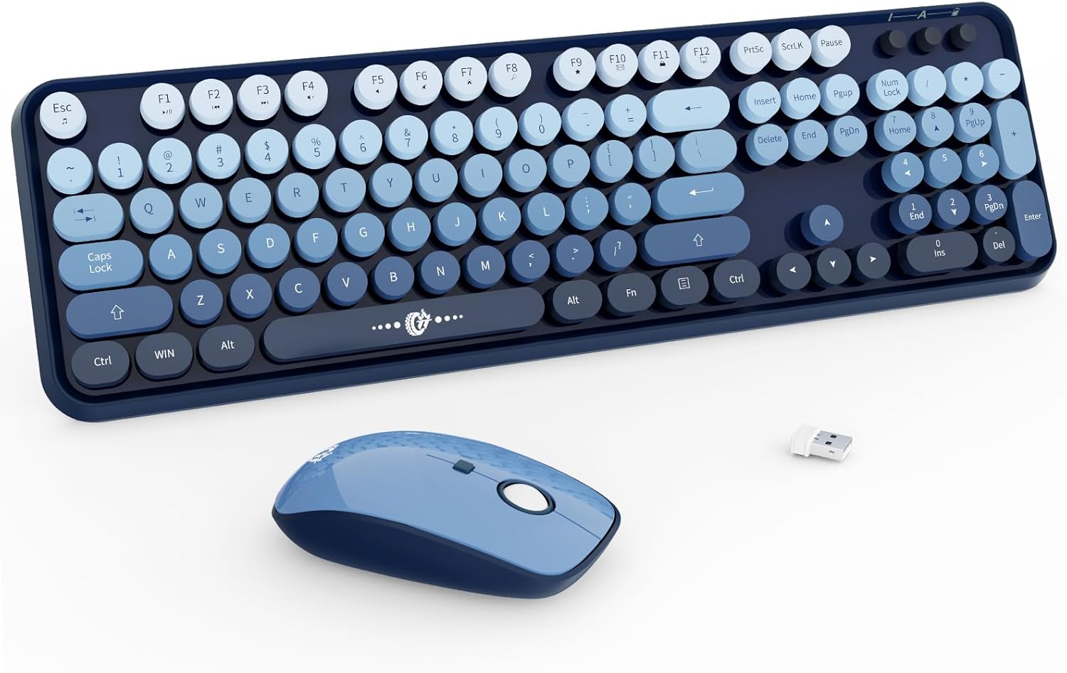 Wireless Keyboard Mouse Combo with Retro Typewriter Style Design