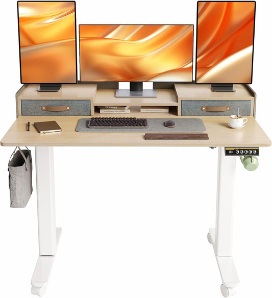 YDN 48 Inch Adjustable Electric Standing Desk with Drawers