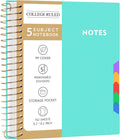 CAGIE 5 Subject Notebook College Ruled with Removable Tabs - A5 Green