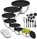 E-far Mixing Bowls Set with Lids, 21PCS Stainless Steel Kitchen Tools