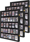 Sports Card Display Case 35-Grid Wall Mount Frame - Lockable UV Safe
