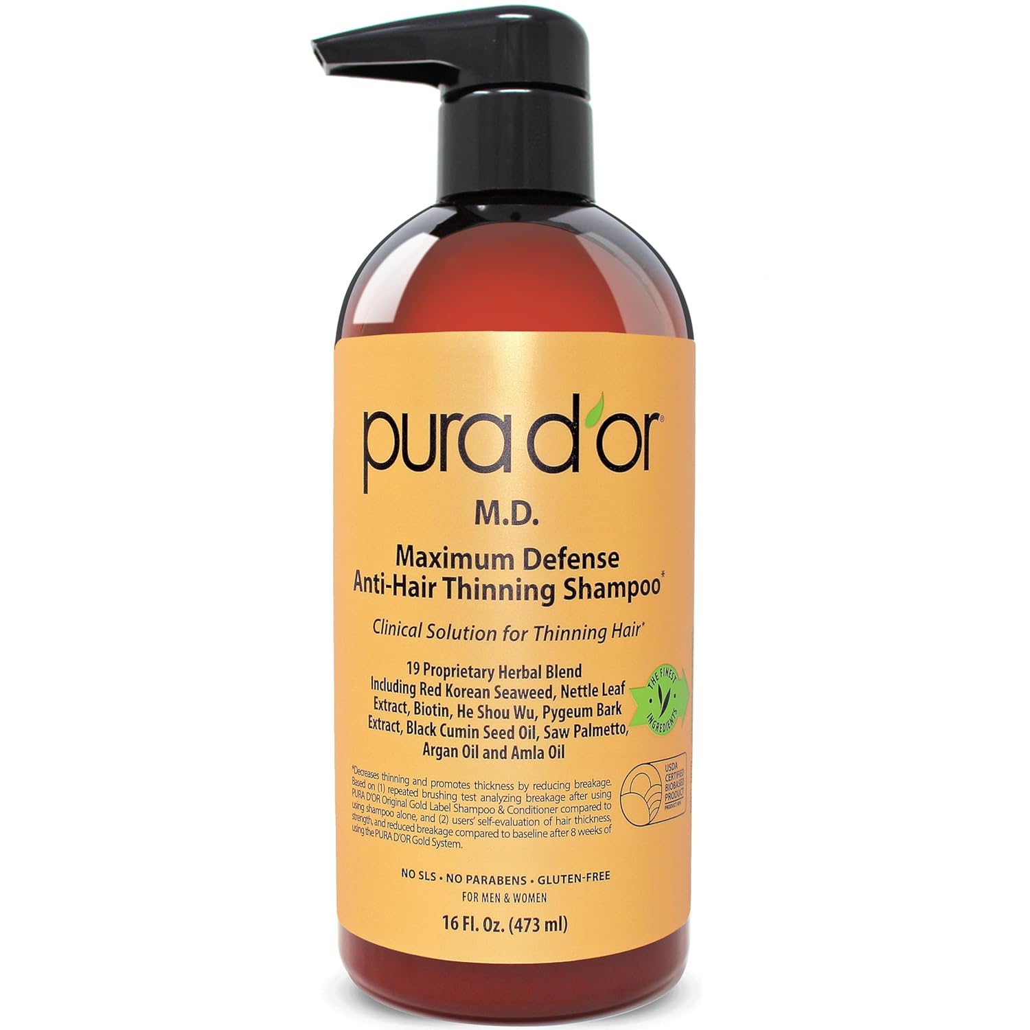 PURA D'OR Anti-Hair Thinning Shampoo for Healthy Scalp Care