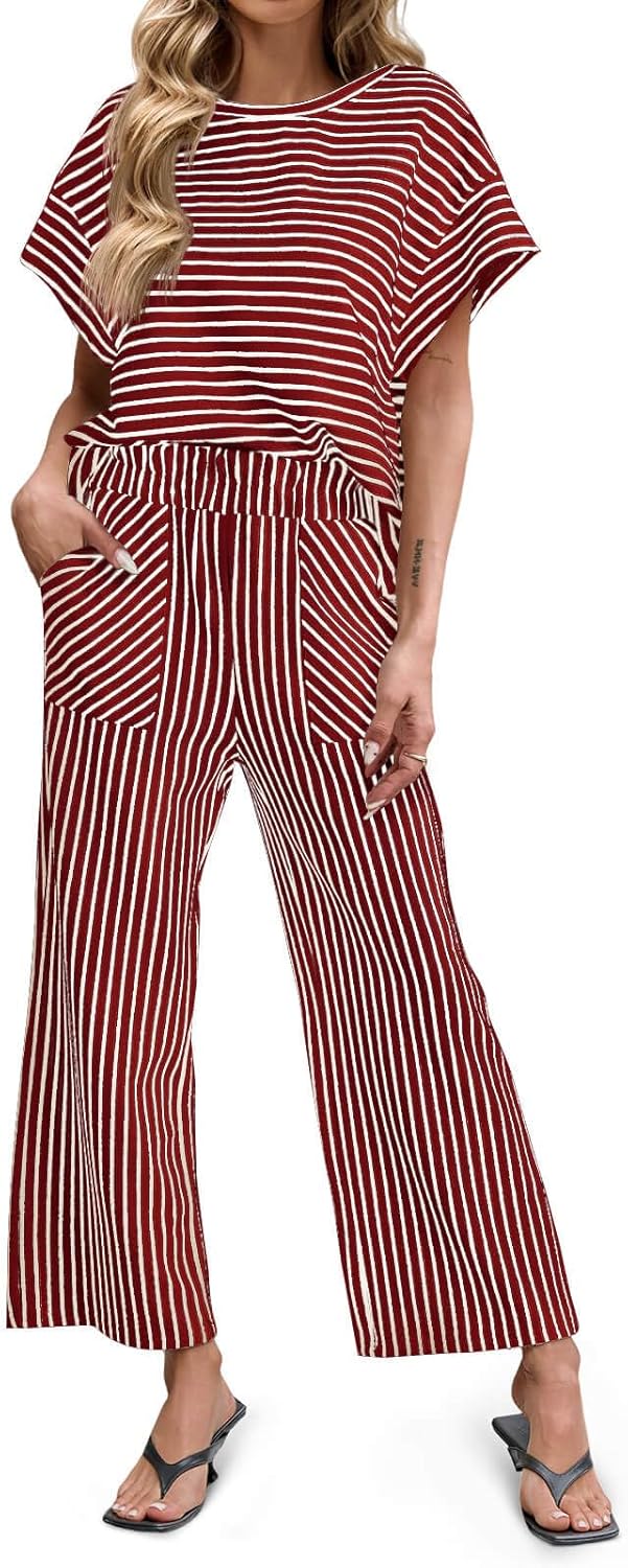 Womens Striped 2 Piece Sets with Pockets for Ultimate Comfort
