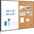 White Board Cork Board Combo 36in x 24in - Magnetic Dry Erase and Pin