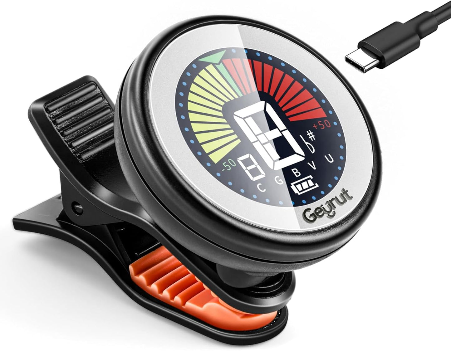 Rechargeable Clip-On Guitar Tuner - 360 Rotating Display