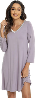 GYS Womens Bamboo Viscose Long Sleeve Nightgown - Lightweight Soft