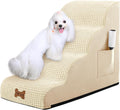 Dog Stairs for Small Dogs 4-Step Wide Pet Step - Low Angle Ramp