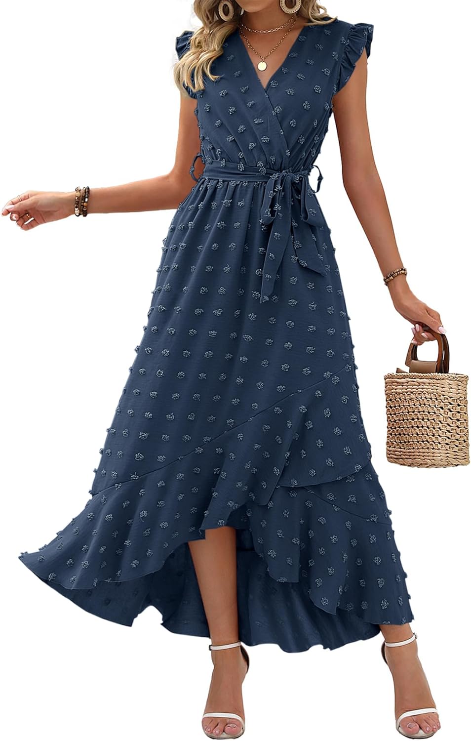 BTFBM Women V Neck Summer Dress for Beach Party and Cocktails