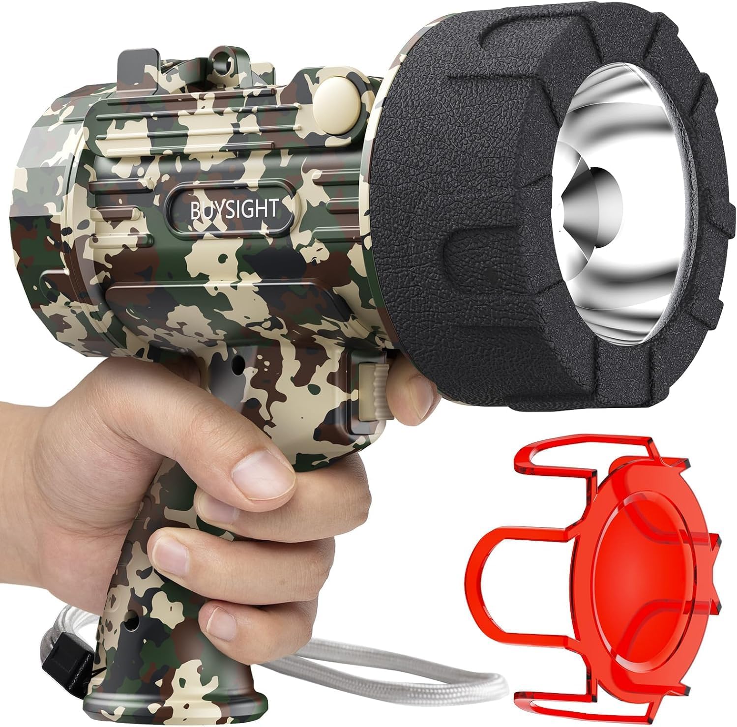 BUYSIGHT Rechargeable Spotlight Flashlight with Red Filter