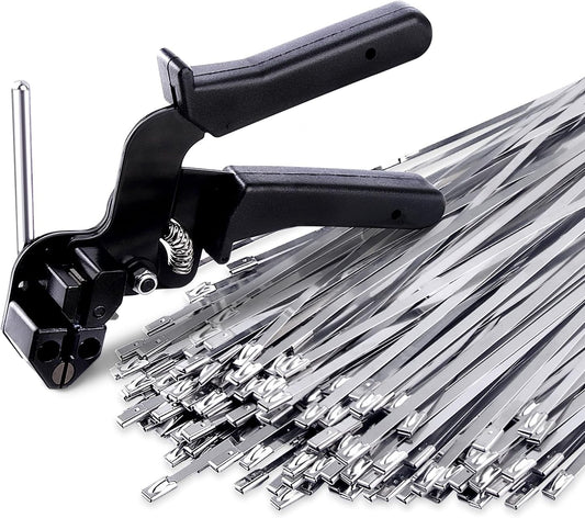 Stainless Steel Cable Tie Gun with 150 Heavy Duty Ties