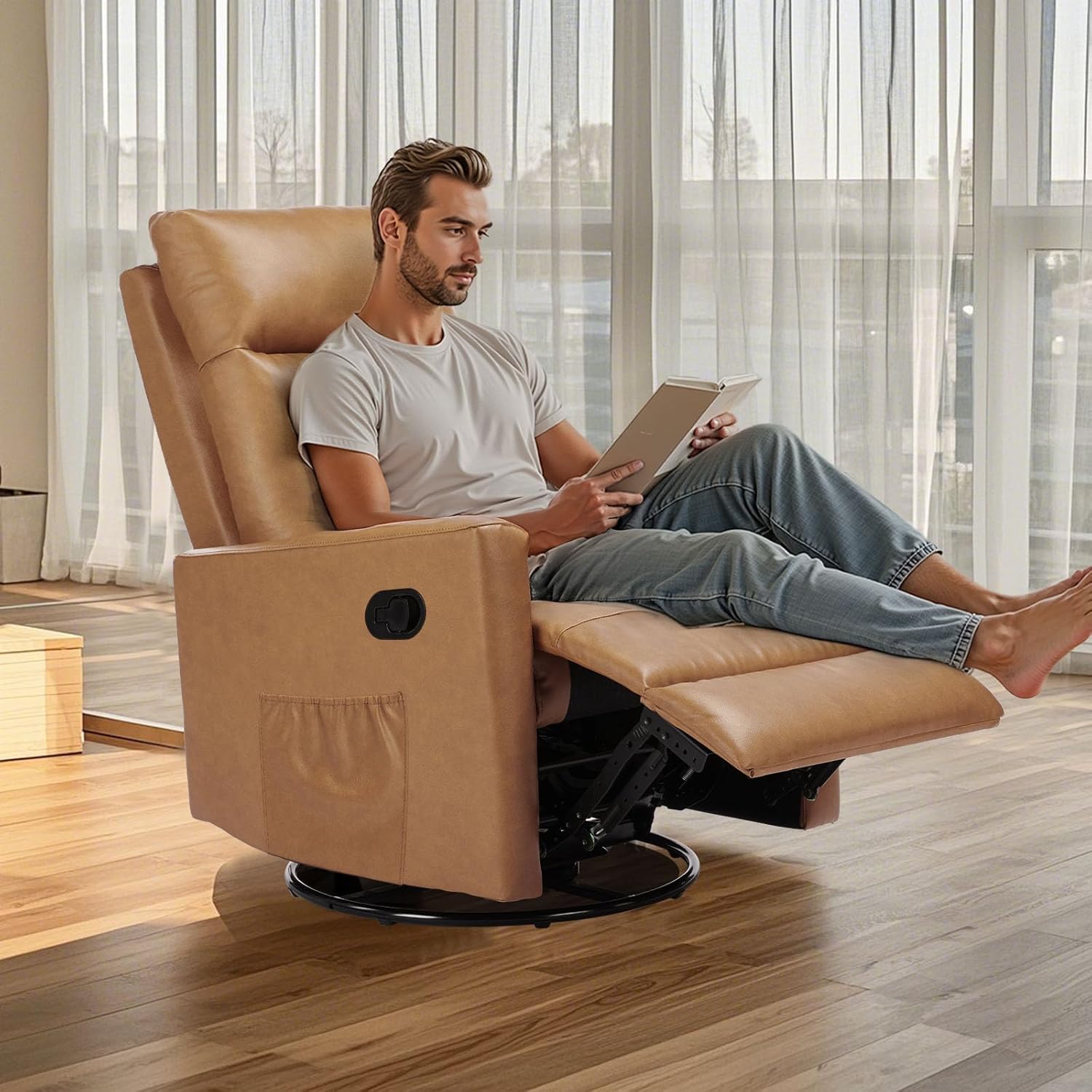 Sweetcrispy 360 Swivel Rocker Recliner Chair for Adults