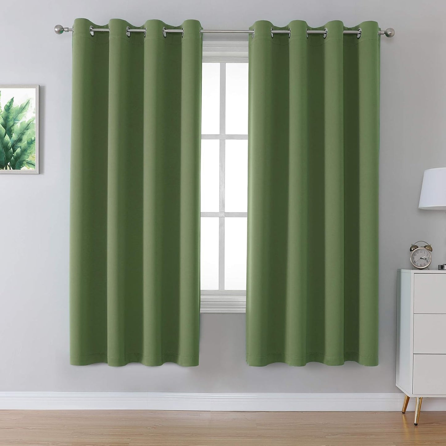 DUALIFE Grommet Curtains in Sage Green for Light Blocking