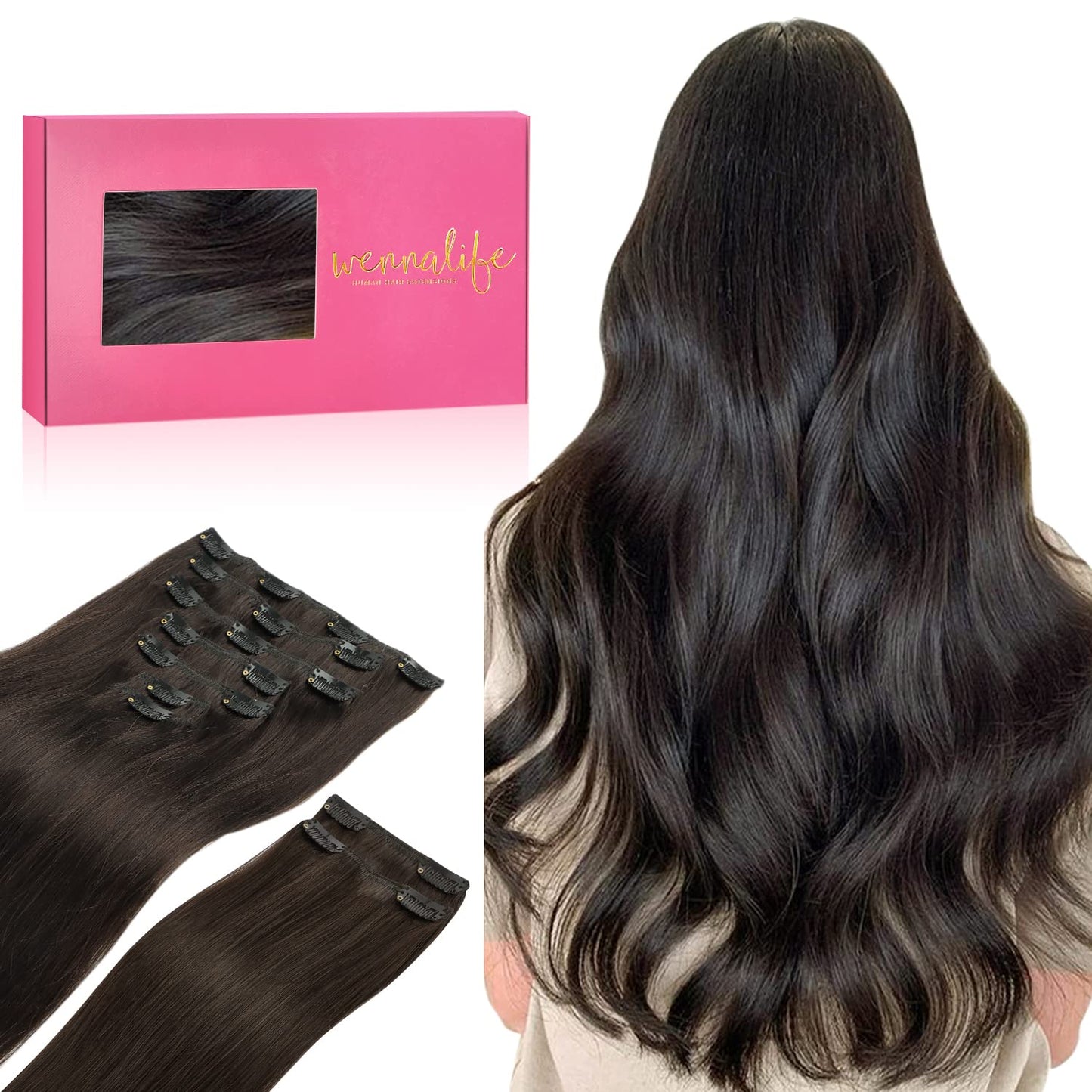 WENNALIFE Clip in Hair Extensions for Full Volume & Style
