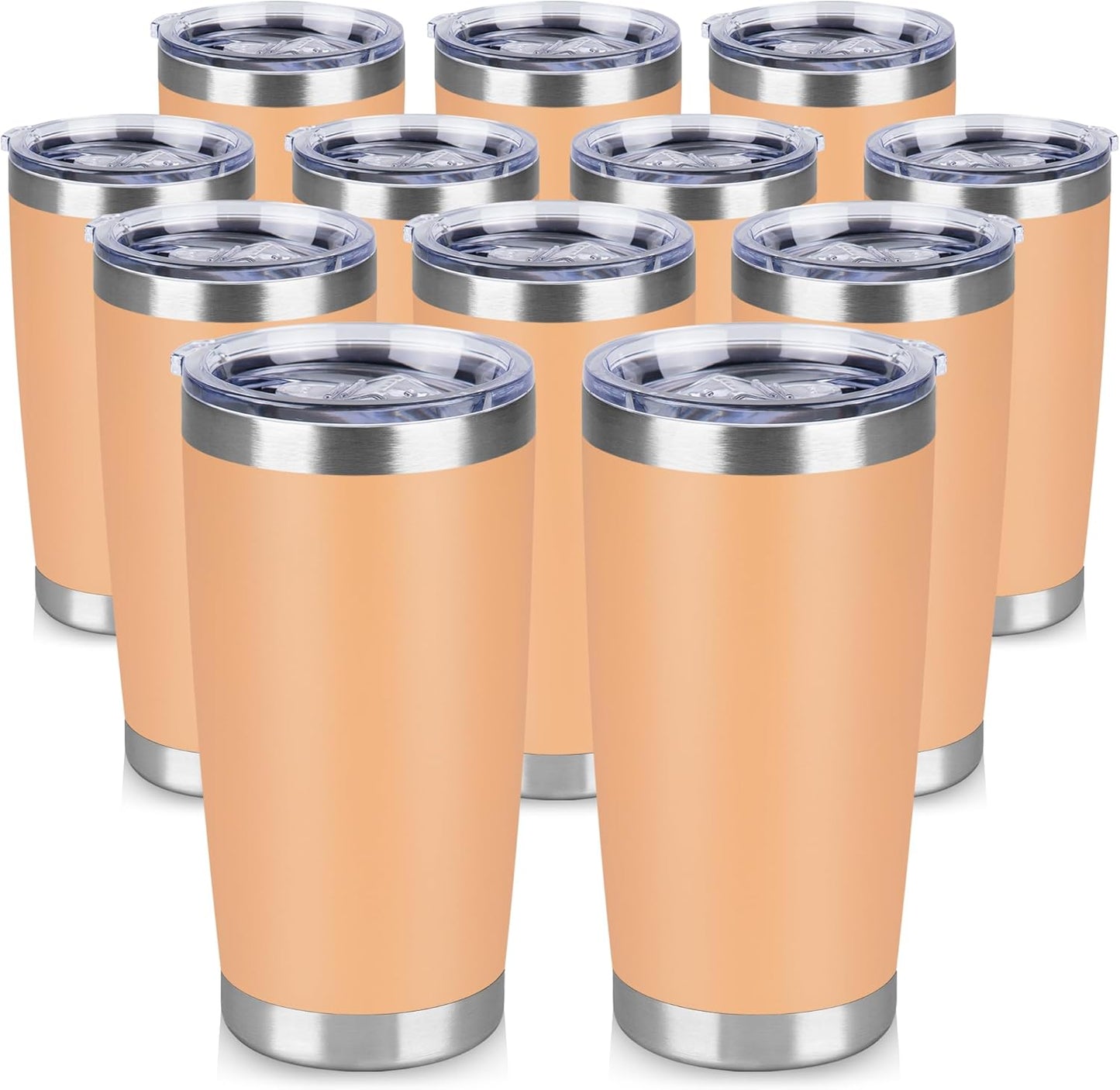 20 oz Stainless Steel Tumblers for Hot & Cold Drinks - 12 Pack