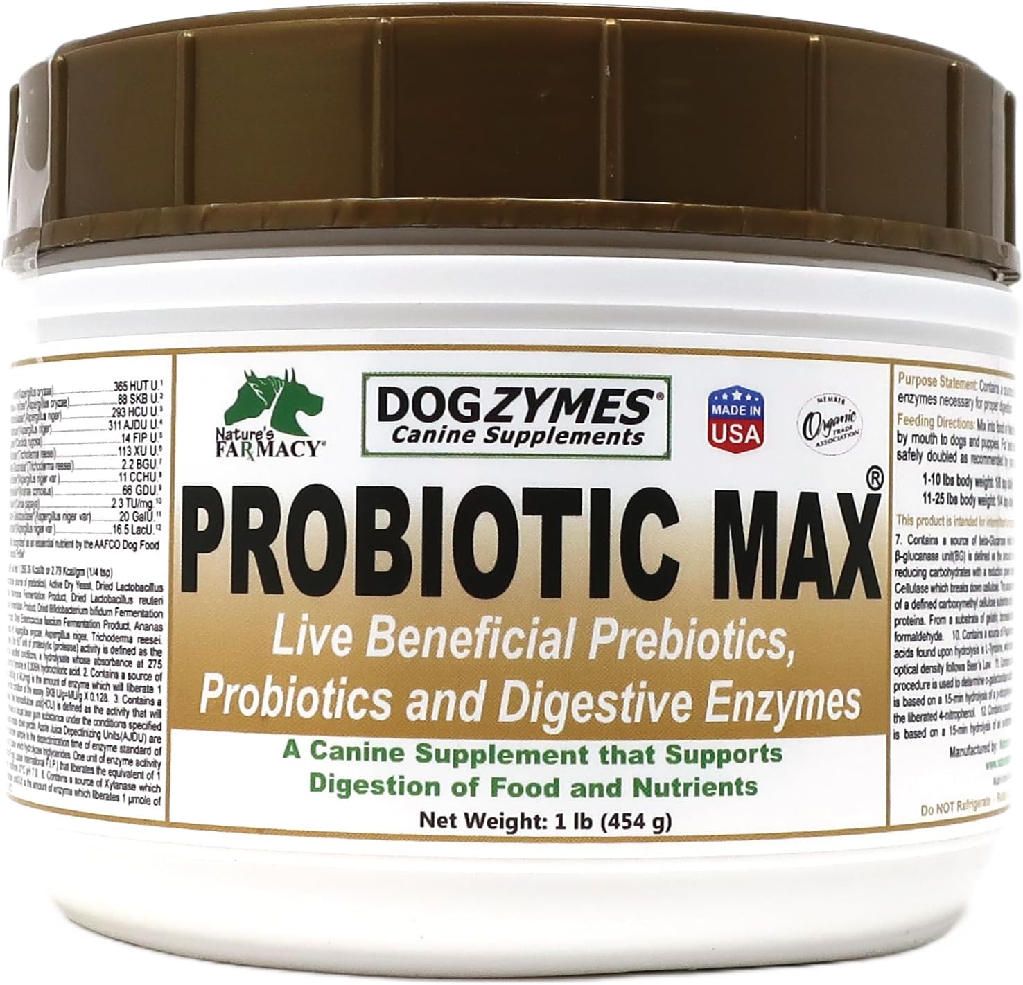 Dogzymes Probiotic Max for Dogs - 10 Billion CFU Probiotics
