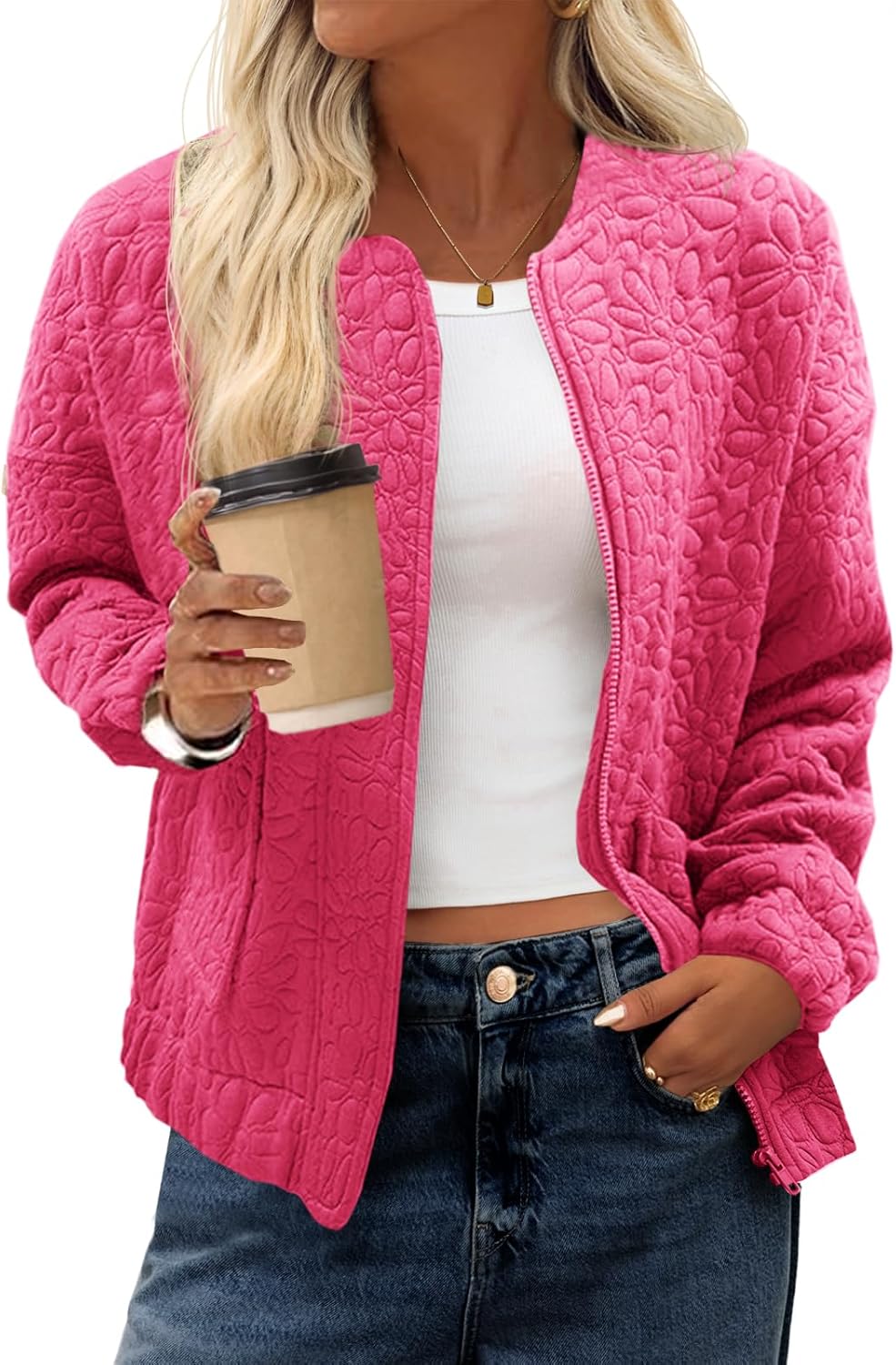 Lightweight Zip Up Womens Bomber Jackets for Fall Fashion