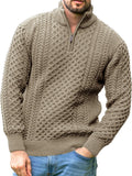 Men's Irish Fisherman Cable Knit Half Zip Jacquard Pullover
