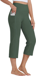 Willit Women's Yoga Capris High Waist Leggings Crop Straight Leg
