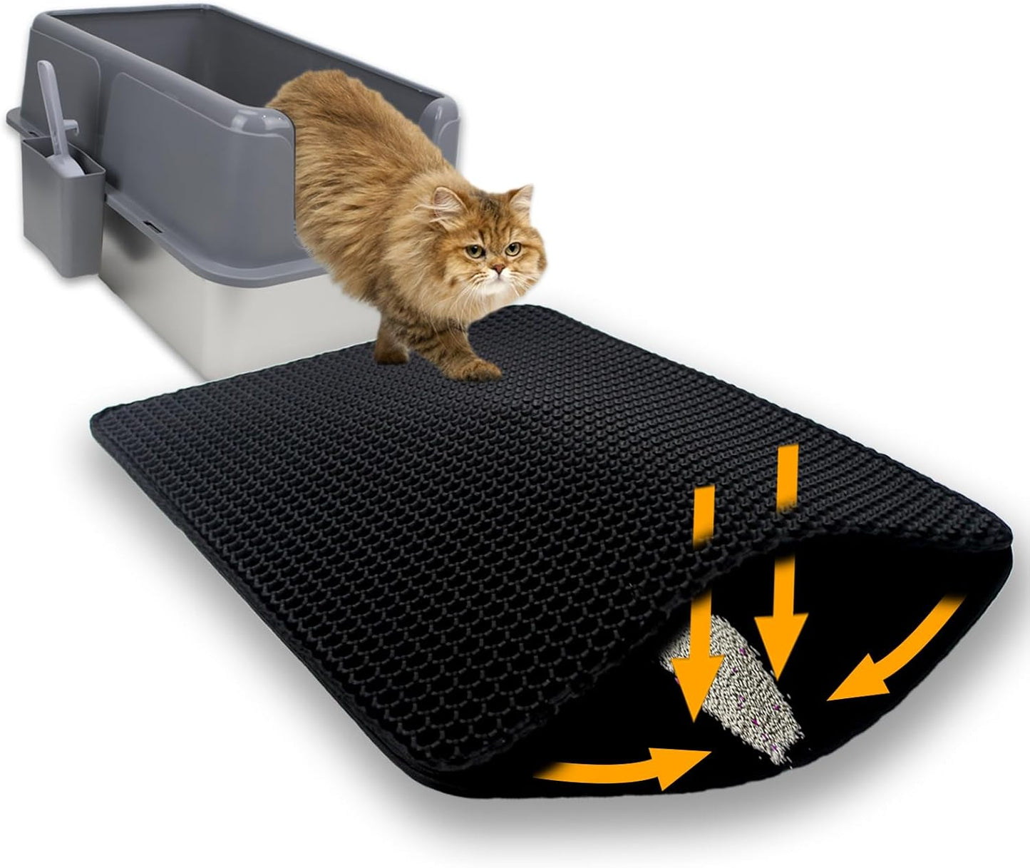 Cat Litter Box Mat with Double Layer Trapping Design for Easy Clean