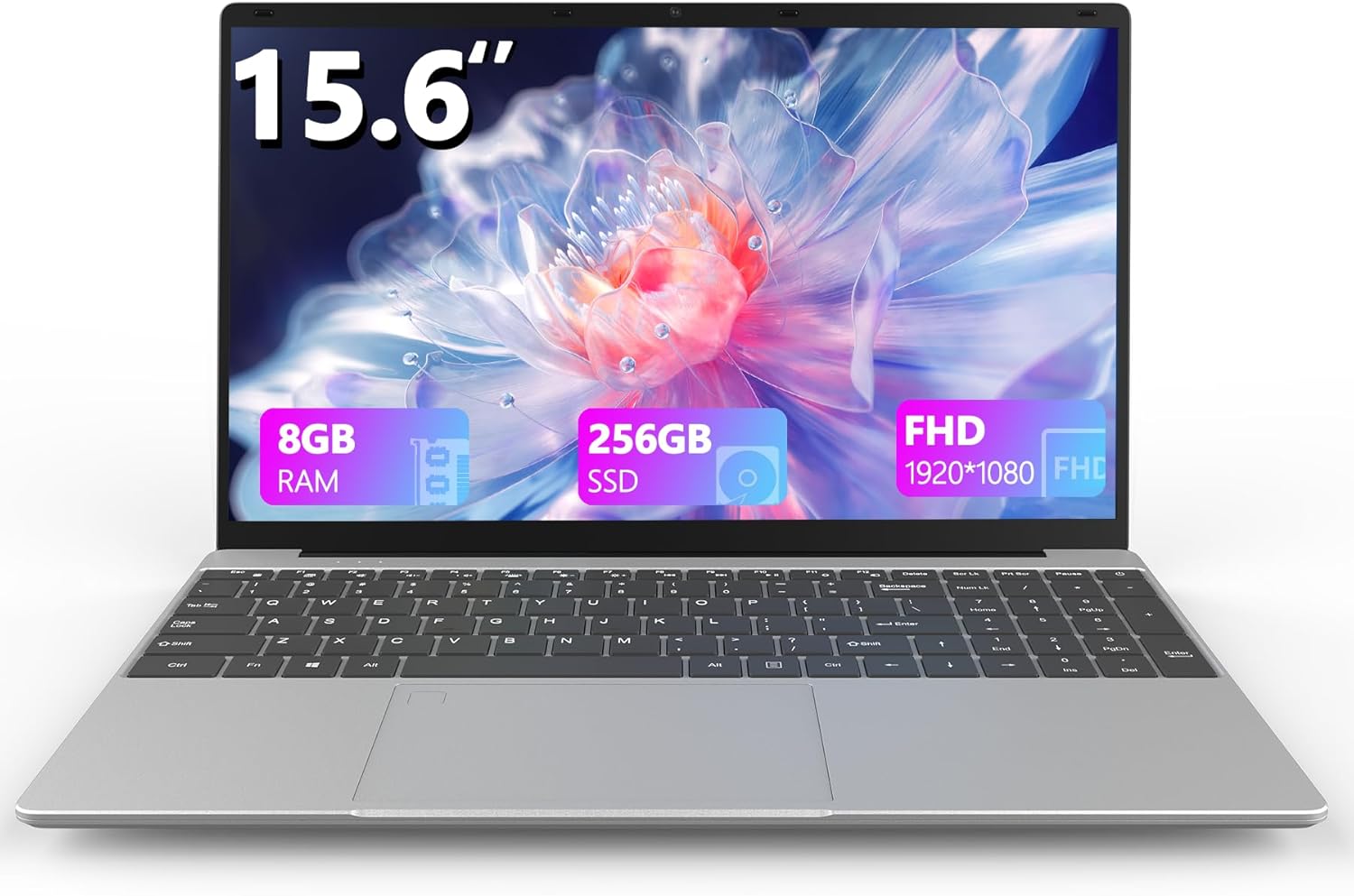 15.6 Inch Laptop with IPS Display and Celeron Processor for Work
