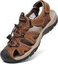 FLARUT Men's Sport Sandals Closed Toe Leather Trail (Style M8F7)