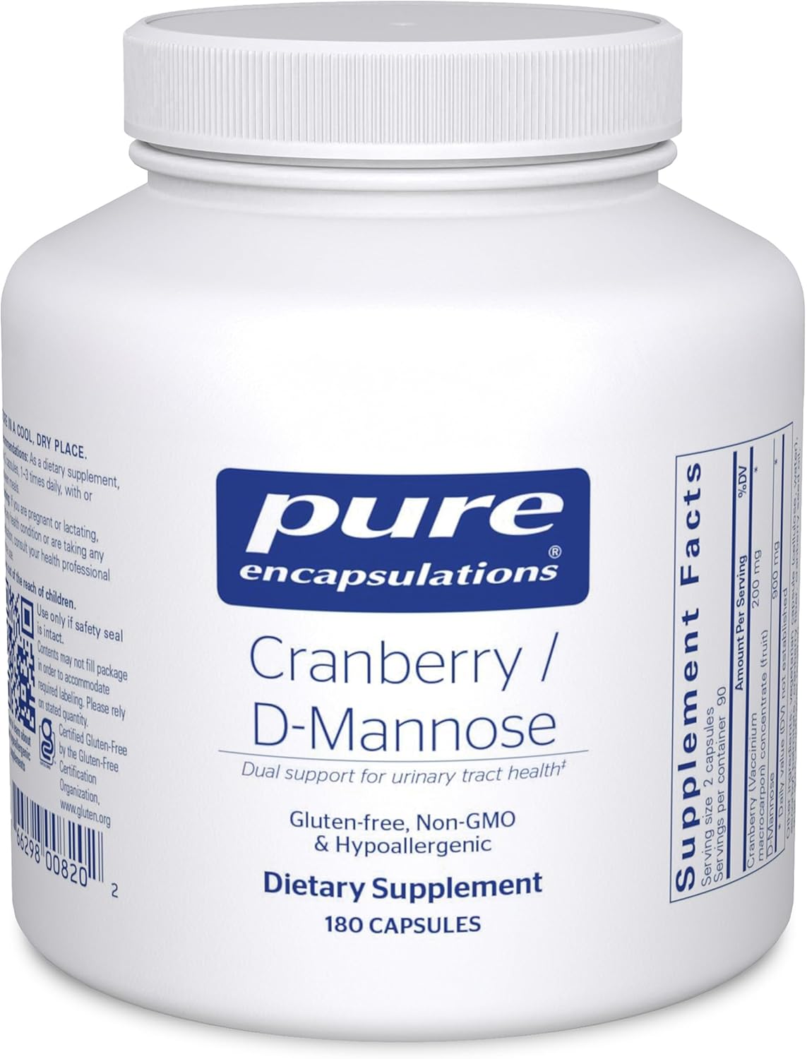 Cranberry D-Mannose for Urinary Tract Health - 180 Capsules