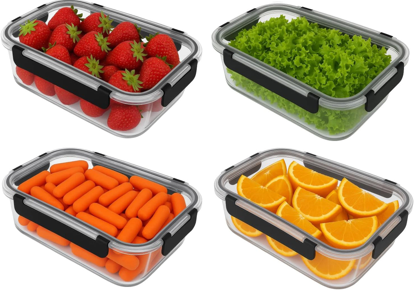 Glass Food Storage Containers with Airtight Snap Locking Lids