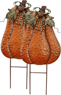 Pumpkin Garden Stakes Metal Yard Sign Set of 2 - Bright Fall Porch