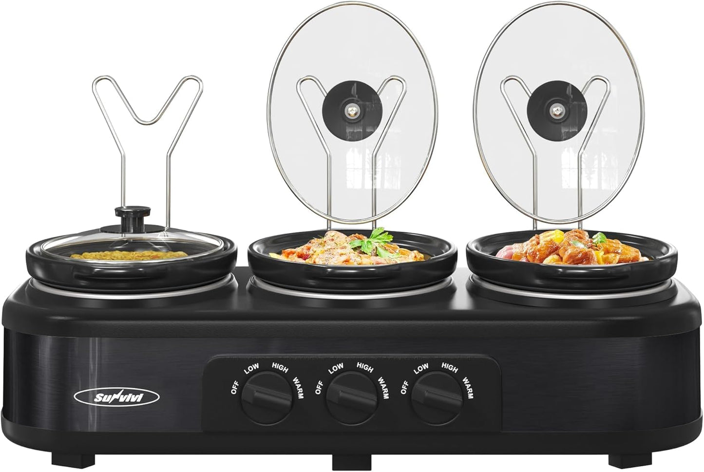 Triple Slow Cooker Buffet Server & Warmer with 3 Pots