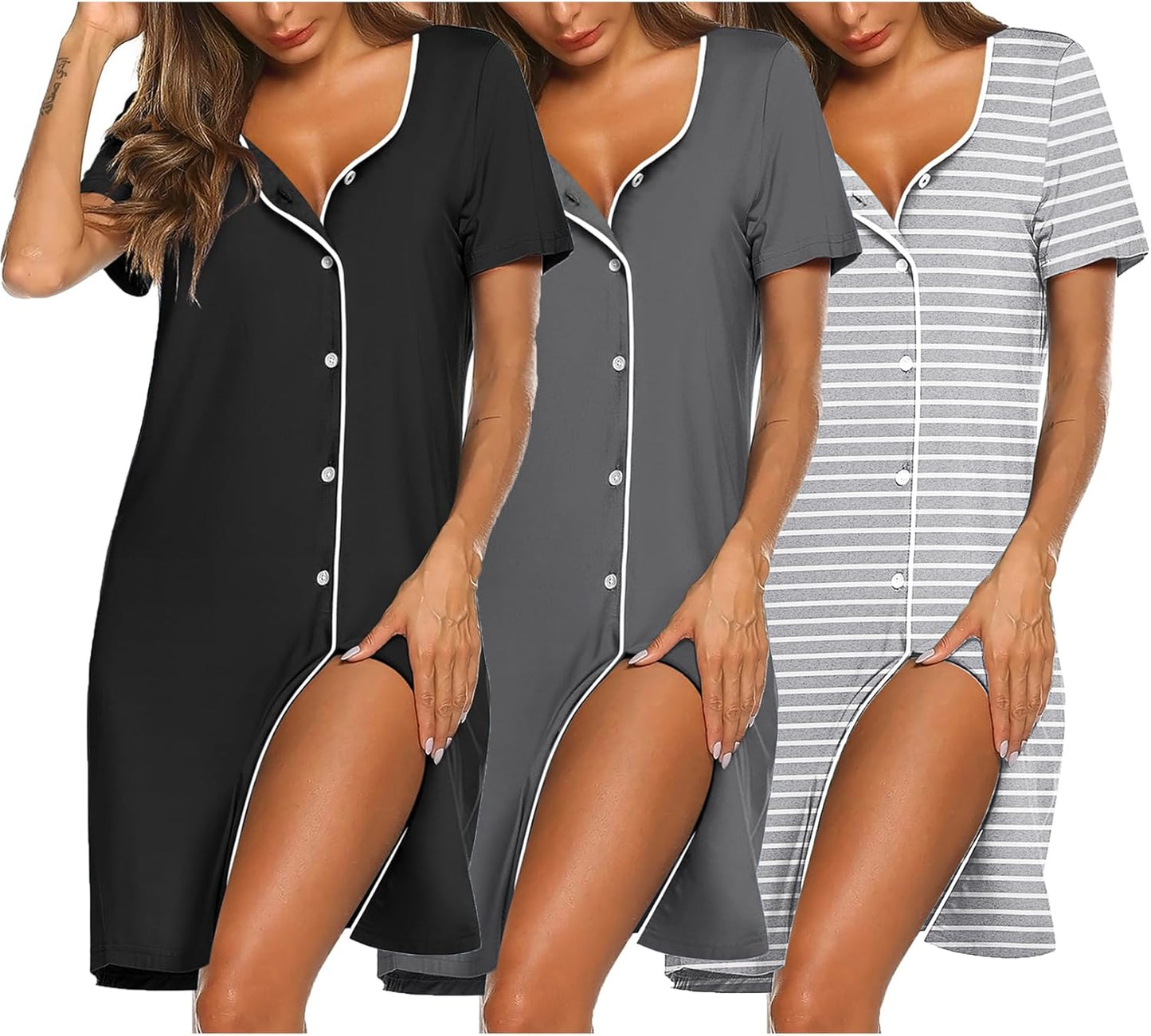 Ekouaer Nightgowns for Women 3 Pack Soft Sleep Shirts