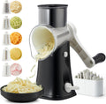 Rotary Cheese Grater Hand Crank with 5 Blades - Strong Suction Base