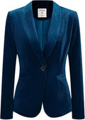 Velvet Blazer Shawl Collar 1 Button Office Coat - Versatile Work Layer