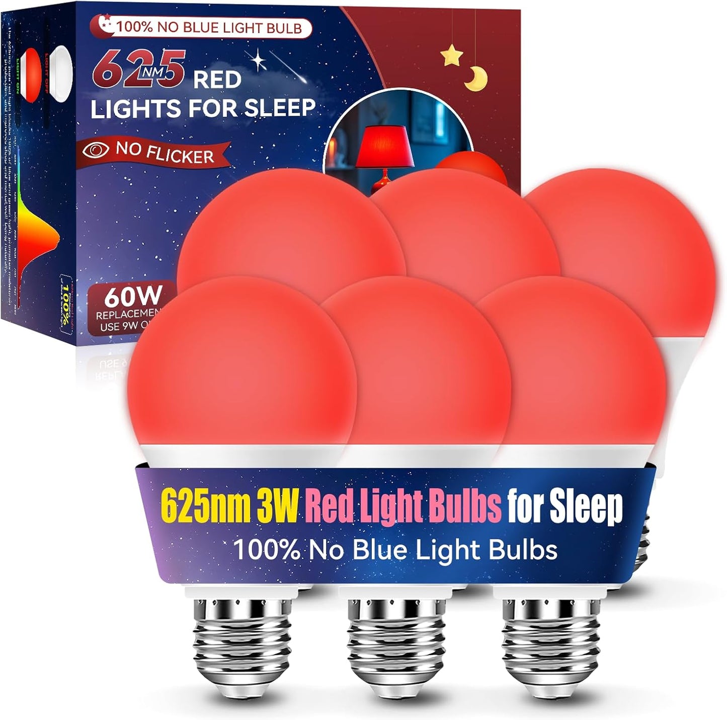 Neporal 3W Red Light Bulbs for Sleep and Melatonin Promotion