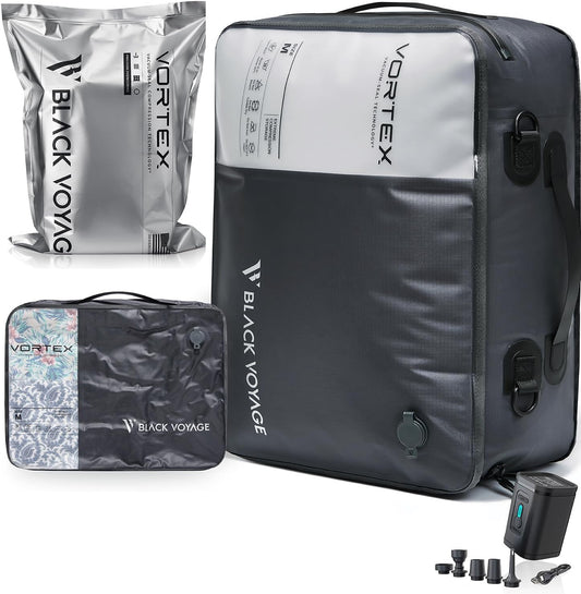 Black Voyage Reusable Vacuum Compression Travel Bag for Packing