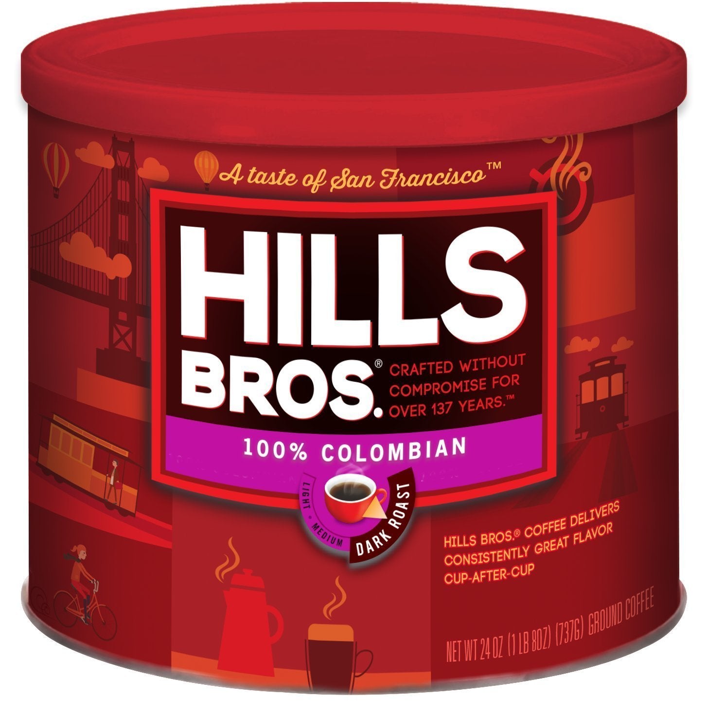 Hills Bros Dark Roast Donut Shop Coffee - Smooth Sweet Taste