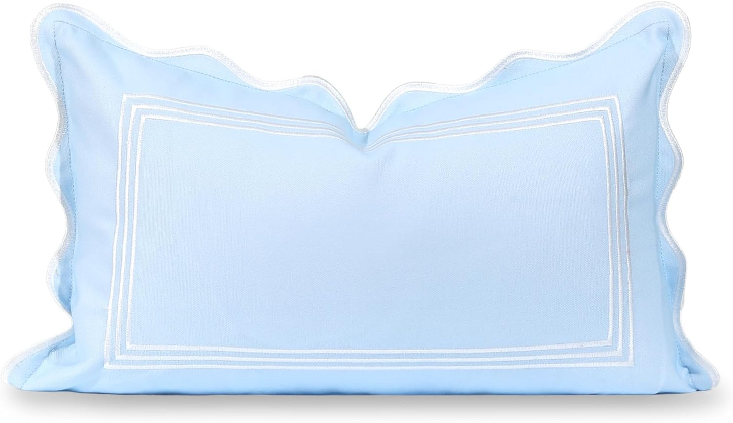 Hofdeco Premium Coastal Grandmillennial Scalloped Pillow Cover