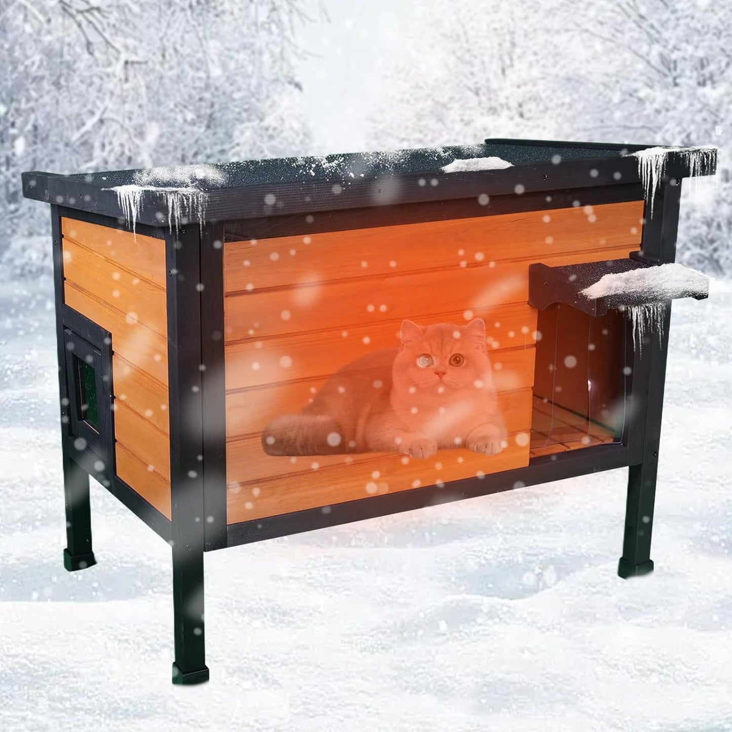 Outdoor Insulated Cat House for Feral Cats - Weatherproof Shelter