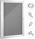 Outdoor Lockable Gray Fabric Bulletin Board 36x24 in - Weather
