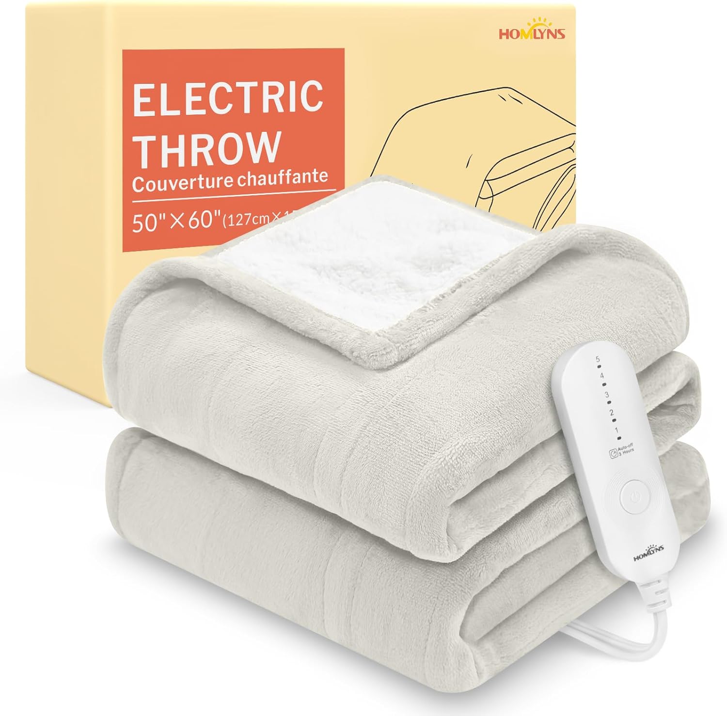 HOMLYNS LuxeHeat Heated Blanket for Ultimate Comfort and Warmth