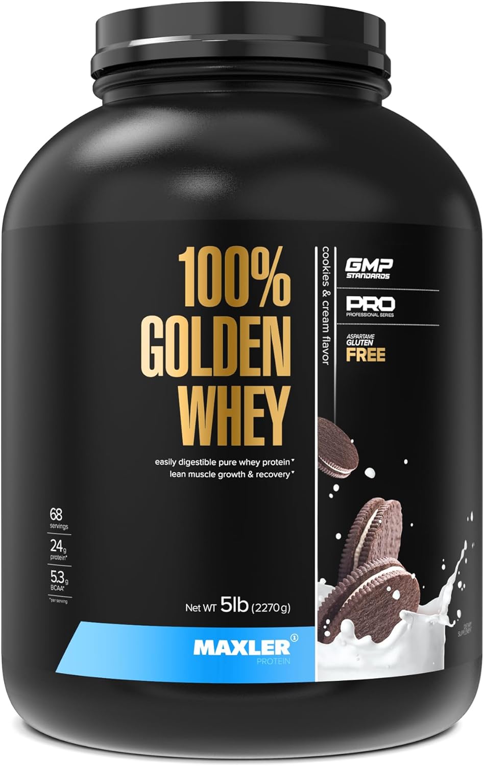 Maxler 100% Golden Whey Protein - Premium Cookies & Cream Flavor