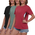 Ecavus Women's Nursing Shirts 3-Pack - Hidden Zippers for Easy