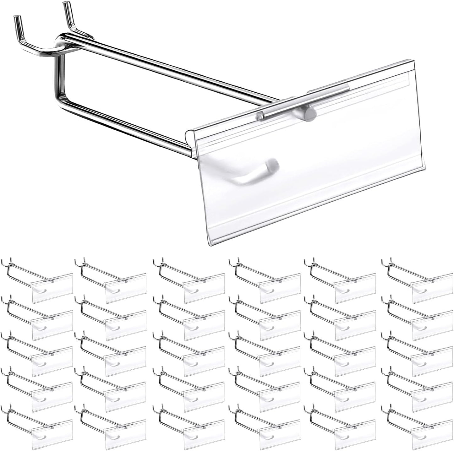 Thyle 50 Pcs Metal Scan Hook with Label Holder for Pegboard