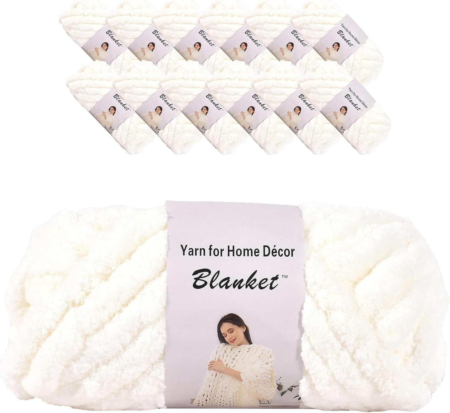 Alzoear Chenille Chunky Yarn for DIY Knit Blanket Projects