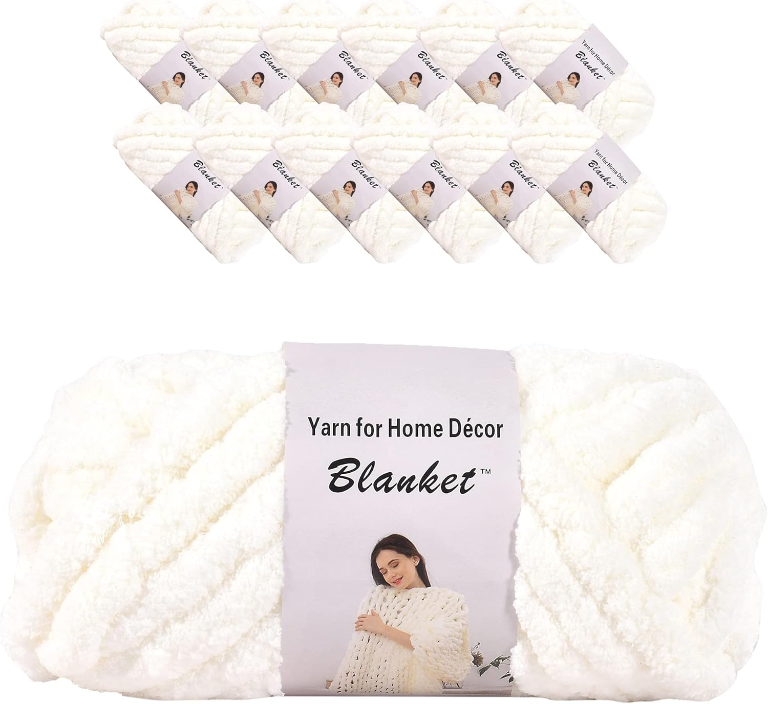 Alzoear Chenille Chunky Yarn for DIY Knit Blanket Projects