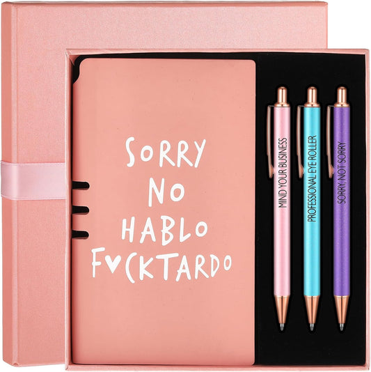 Witty Sarcastic Journal Set - Perfect Gift with Pens in Funny Pink Box