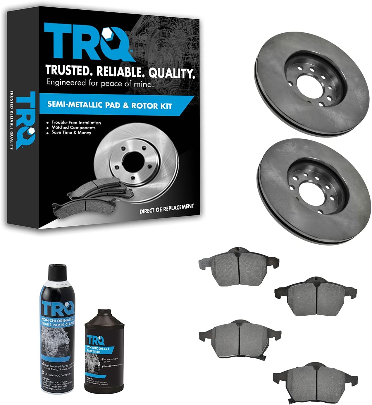 TRQ Front Brake Pad & Rotor Kit for Saab 9-3 and 9-5 Models
