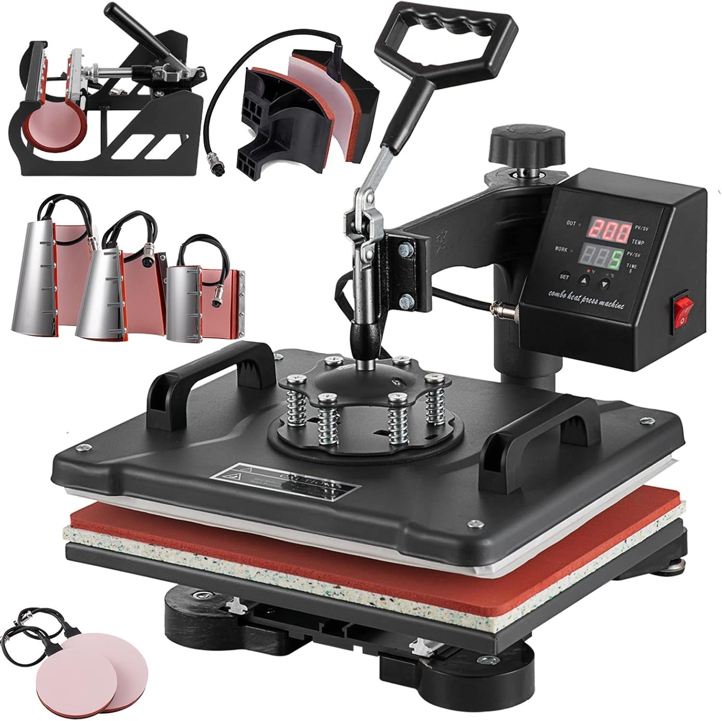 8 in 1 Heat Press Machine for T-Shirts, Hats, Mugs & Plates