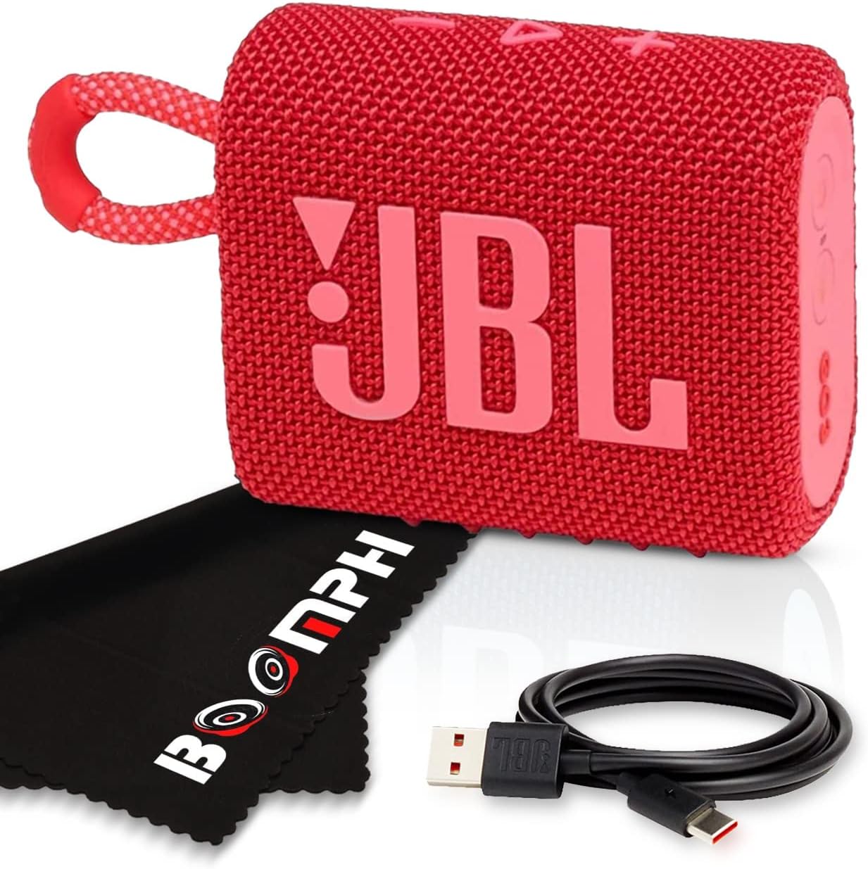 JBL Go 3 Portable Speaker - Waterproof Red Boomph Cloth