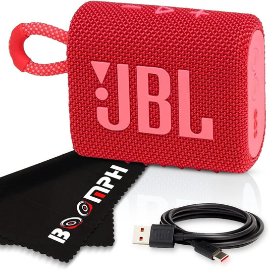 JBL Go 3 Portable Speaker - Waterproof Red Boomph Cloth